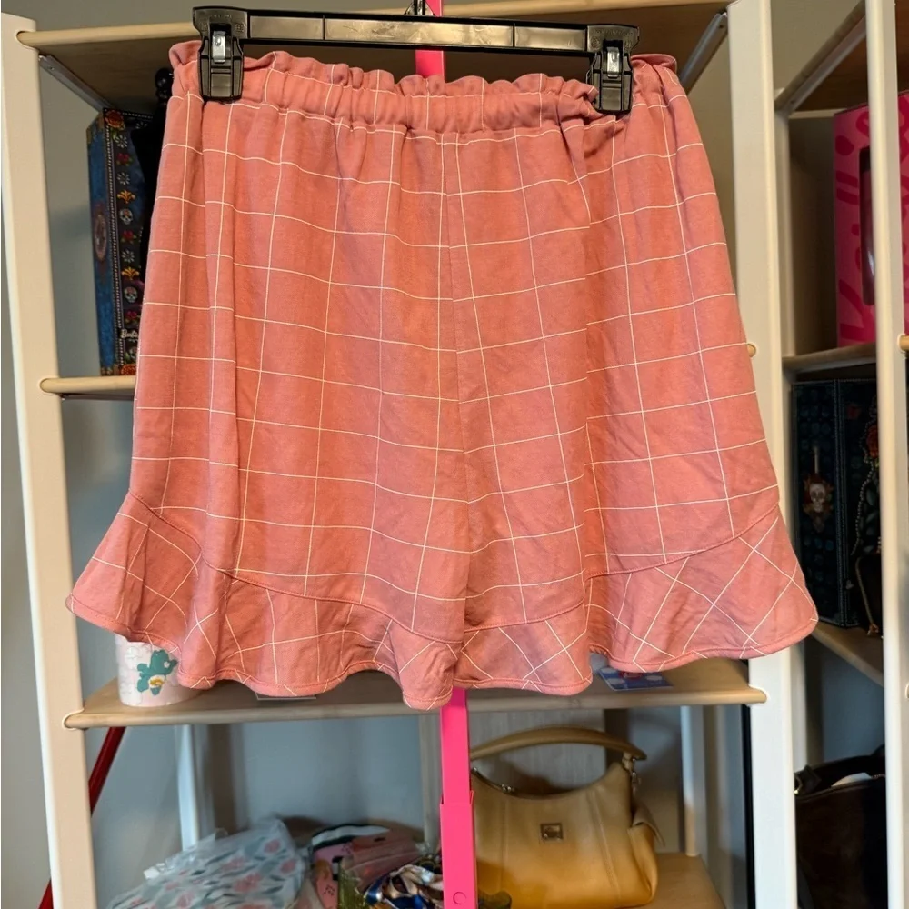 NRDUOE High Waist Pink Shorts with Tie-Waist Belt size small